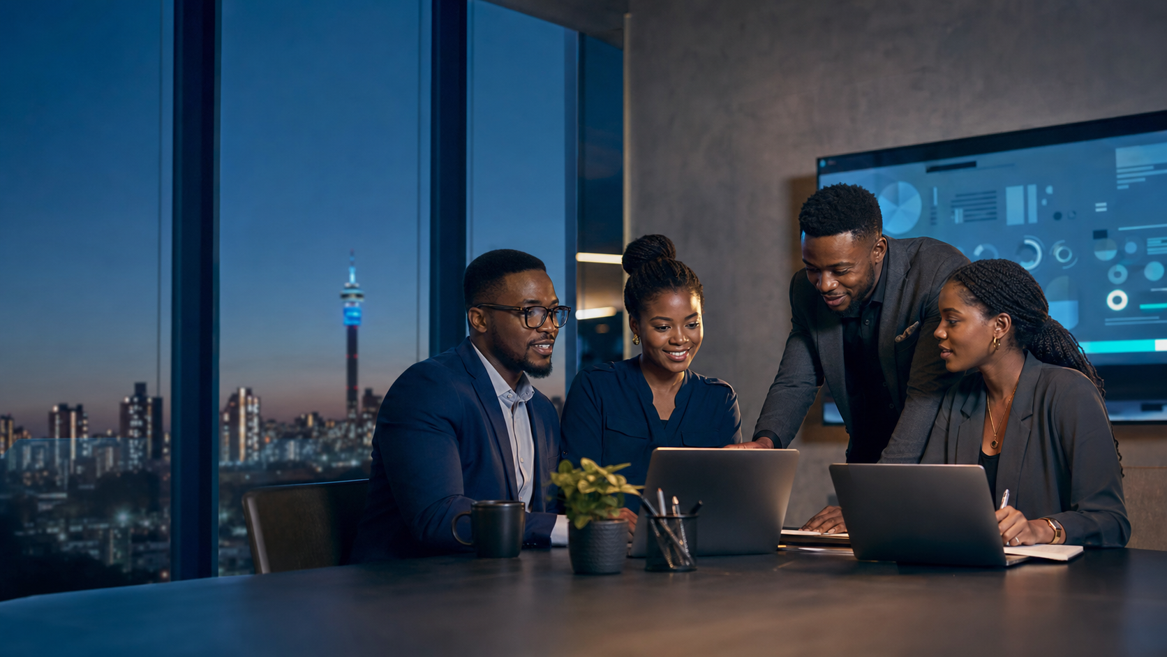 Professionals discussing a business campaign